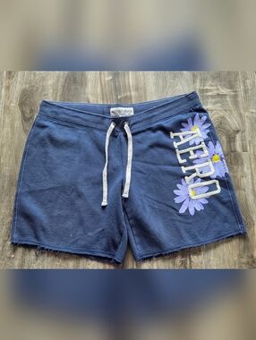 Aeropostale Navy Shorts with Purple Daisy Embroidery